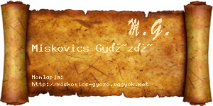 Miskovics Győző névjegykártya